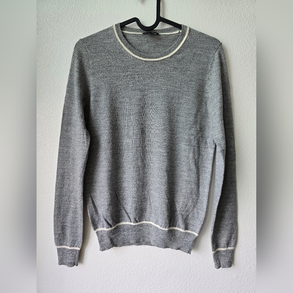 Theory Other - Theory Men's Gray Crewneck Sweater with Cream Trim